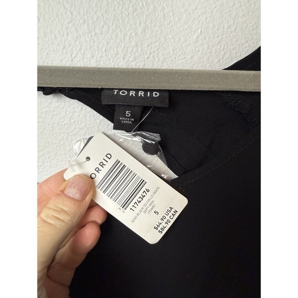 Torrid Women's Black Mini Challis Skater Dress Size 5 Knee Length - Picture 5 of 10